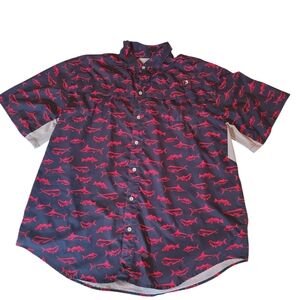 Reel Legends Performance Fishing Shirt Blue Fish Print 2XL Mariner II Vented Men